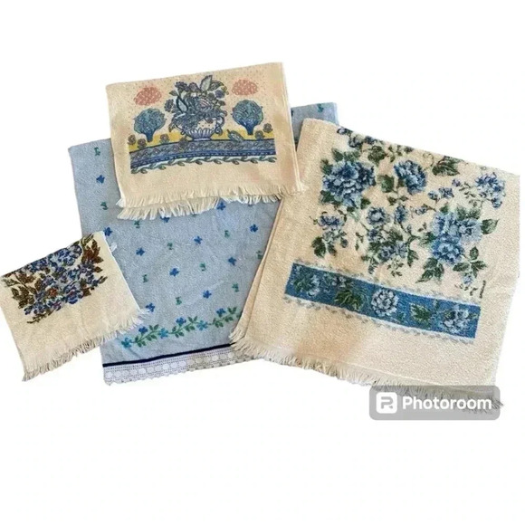 Lot Of 4 Vintage MCM 60s Towels Various - Picture 1 of 8